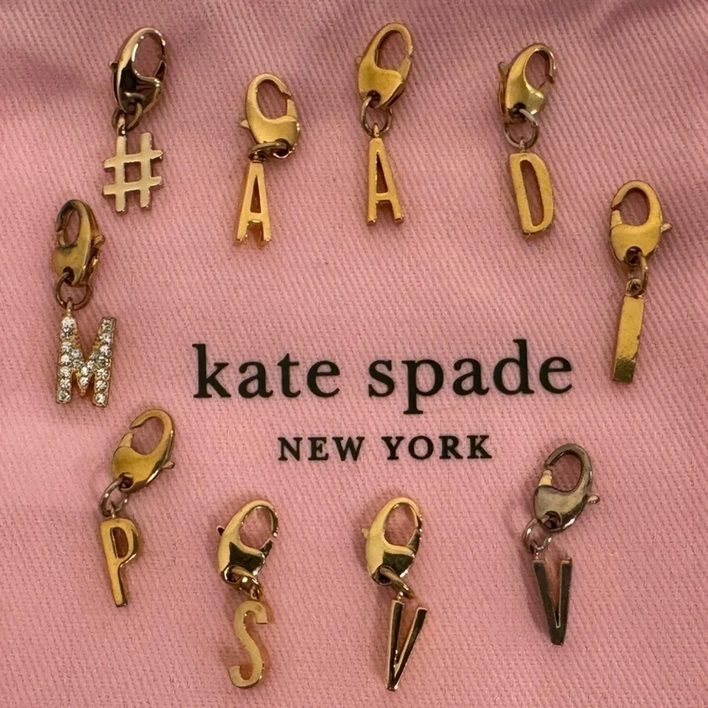 Kate Spade 12 KT Plated Letters Charms (No Bracelet) Initial # A A D I M P S V - Picture 2 of 3